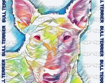 DIGITAL file BULL TERRIER in Color, Sublimation, Waterslide, Decals  | jpg gif png pdf