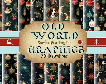 Christmas Old World Seamless Tile Pattern Design, Papercrafts, Note Cards, Origami Paper, Wrapping Paper, Coasters, Tumblers, Friend Gifts