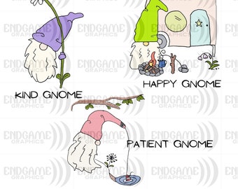 GNOME CARD, DIGITAL Graphic Illustration / Three Separate  Illustrations for / Greeting Cards / Mugs / Wall Art Print / Children Graphics