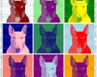 Bull Terrier Warhol Style Image Digital File Formats jpg png pdf Instant Download