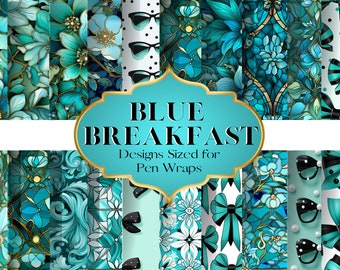 Pen Wrap Graphics, Blue Bows, Sunglasses,  Two Sizes for Sublimation or Epoxy/Acrylic Pens, Robin Egg Blue, Black, Gift Designs