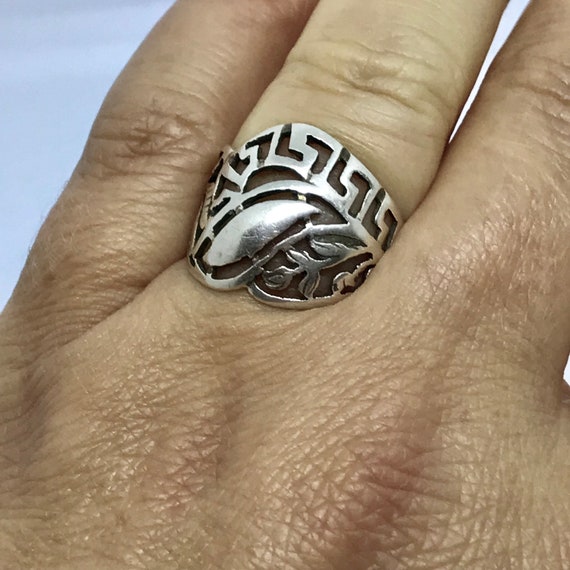 Sterling silver ladies vintage ethnic wide ring w… - image 4