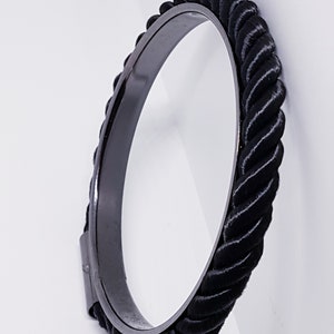 Black rope bangle bracelet Large size men goth biker