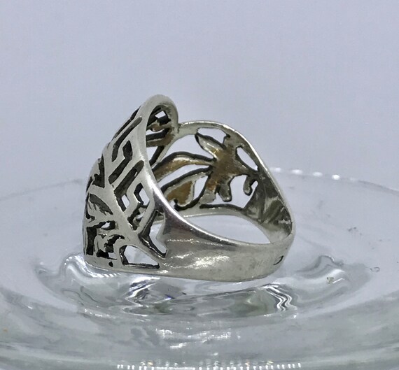 Sterling silver ladies vintage ethnic wide ring w… - image 2