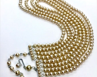 Multi strand faux pearl necklace Layered classic pearl necklace