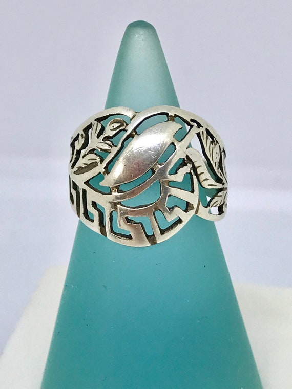 Sterling silver ladies vintage ethnic wide ring w… - image 7