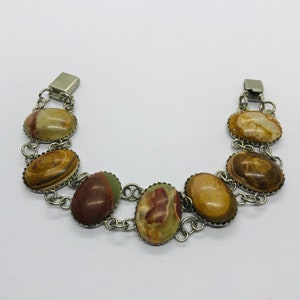 Braunes und grünes Jaspis Panel Verknüpftes Armband Erdfarben | Etsy