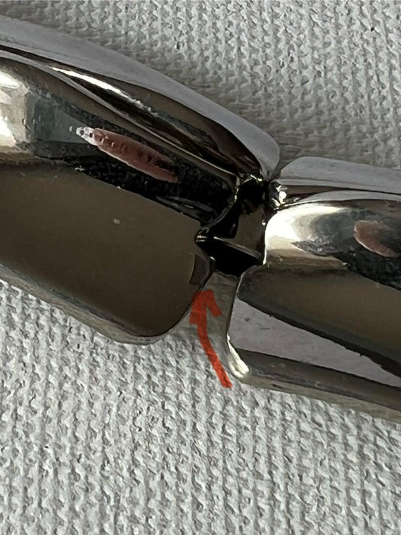 Statement silver tone rectangle link Austrian bra… - image 6