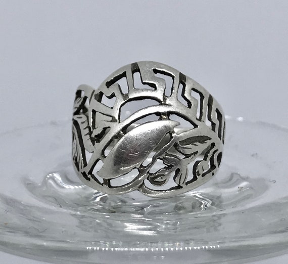 Sterling silver ladies vintage ethnic wide ring w… - image 1