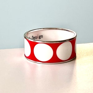 Pulseira vintage de bolinhas vermelha e branca pulseira larga colorida rockabilly bijuterias