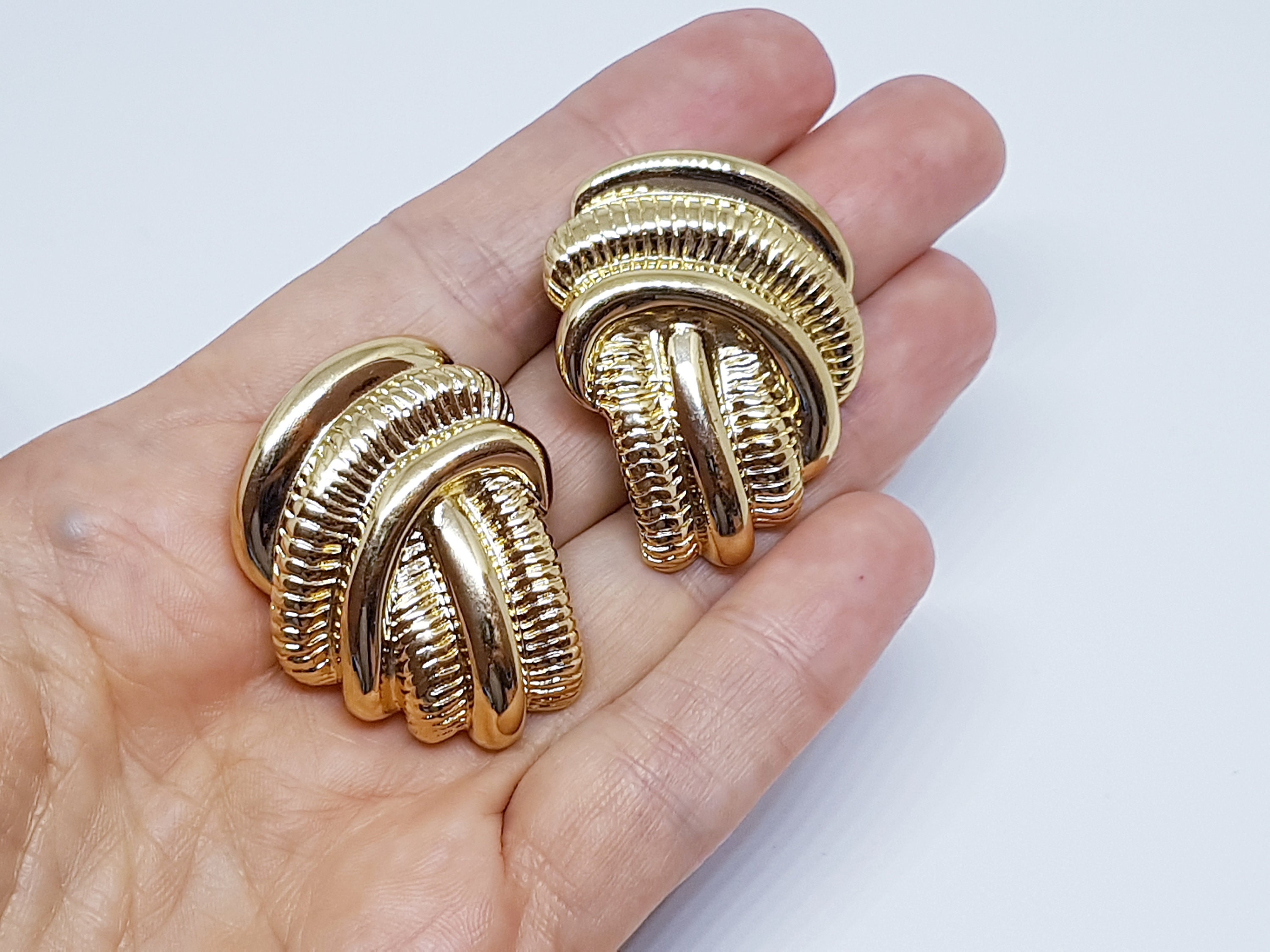 Gold chunky stud earrings polished gold bulky Etsy