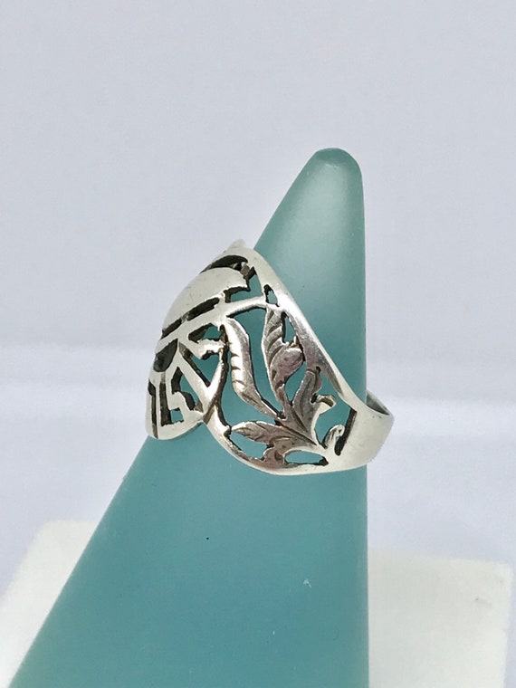 Sterling silver ladies vintage ethnic wide ring w… - image 9