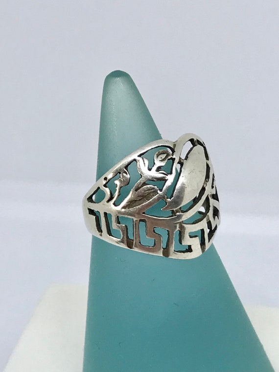 Sterling silver ladies vintage ethnic wide ring w… - image 8