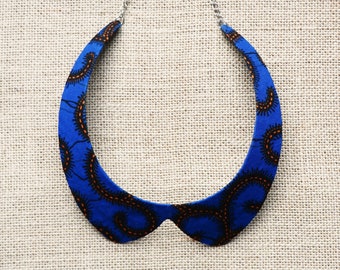 Claudine collar necklace, Blue recommended wax, Wax necklace, African necklace, Blue necklace, African jewelry, Wax jewelry, Women's jewelry, Wax fabric