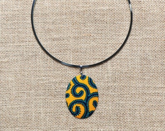 Kissi necklace, Yellow recommended wax, African necklace, Wax necklace, Yellow necklace, African jewelry, Wax jewelry, Women's jewelry, African fabric