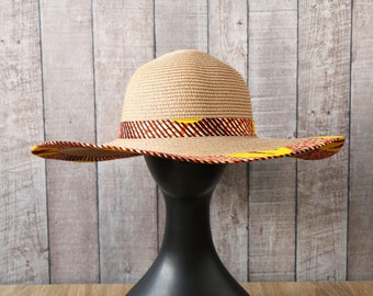 Capeline Kiny, Wax swallow yellow, Capeline straw, Capeline jute, Hat wax, Hat woman, Accessory woman, Accessory wax, Fabric wax