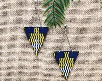 Wax earrings, Blue Kente wax, Blue earrings, African earrings, African jewelry, Women's jewelry, African fabric