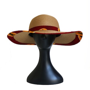 Capeline Kiny, Wax red swallow, Capeline straw, Capeline jute, Wax hat, Women's hat, Women's accessory, Wax accessory, Wax fabric