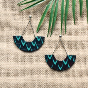 Mona earrings, Turquoise scales wax, African earrings, African jewel, Women's jewelry, Wax earrings, Wax fabric