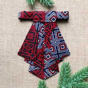 Crawax, Geo red wax, Women&#39;s tie, Tie wax, Red tie, Hand-sewn, Wax accessory, Wax print, African fabric