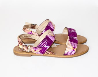 Wax sandals / Pink java wax / Women's shoes / Strap sandals / Pink sandals / Wax print shoes / African fabric