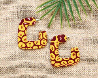 Ganda earrings, Yellow animal wax, African rings, Yellow earrings, African jewelry, Women's jewelry, African fabric