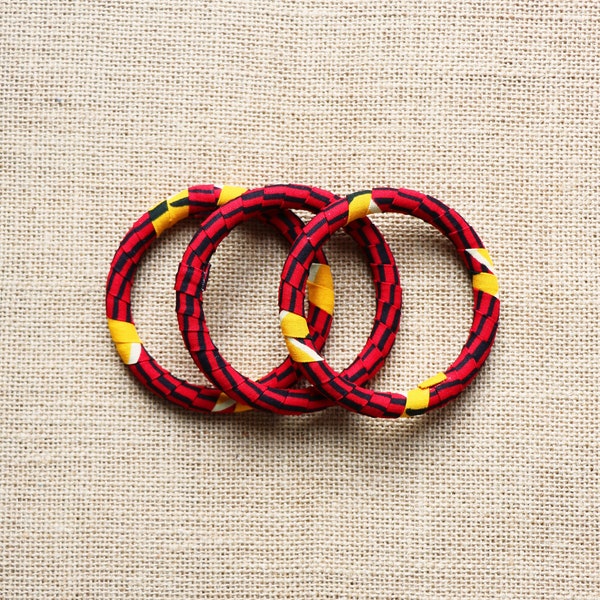 Lot de 3 bracelets, Wax hirondelles rouge, Bracelet ethnique, Bracelet wax, Bracelets rouges, Bijou africain, Bijou femme, Imprimé africain