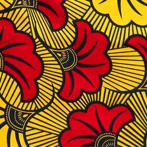 African fabric, Red flower wax, hibiscus, 45cm coupon, Red fabric, Wax fabric, Wax print, African print, Wax loincloth, African loincloth