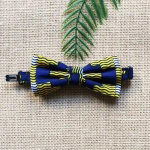 Noeud papillon Mwana, Wax Kente bleu, Noeud pour enfant, Noeud papillon Wax, Noeud Africain, garçon d&#39;honneur, Mariage, Imprimé Africain