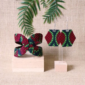 Akan Set, Wax Red Congress, African Jewelry, Wax Jewelry, Women's Jewelry, African Bracelet, Wax Earrings, African Fabric