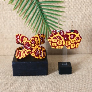Akan Set, Yellow Animal Wax, African Jewelry, Wax Jewelry, Women's Jewelry, African Bracelet, Wax Earrings, African Fabric