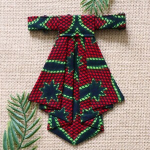 Crawax, Wax congress red, Tie for women, Tie wax, Tie red, Hand sewn, Wax accessory, Wax print, African fabric