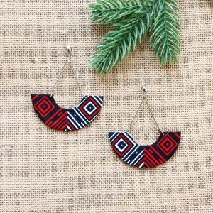 Mona earrings, Geo red wax, African earrings, African jewel, Women's jewelry, Wax earrings, African fabric