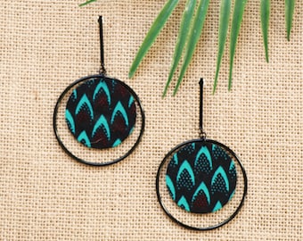 Earrings Soil, Wax turquoise scales, African earrings, African jewelry, Women's jewelry, Wax rings, African fabric
