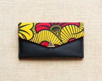 Fancy wallet, Wax red flowers, Wax wallet, Women's wallet, Women's accessory, Red wallet, African fabric, Fabric