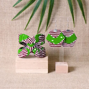 Akan Set, Green Chacha Wax, African Jewelry, Wax Jewelry, Women's Jewelry, African Bracelet, Wax Earrings, African Fabric