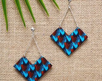 Wès earrings, Wax scales blue, African earrings, African jewellery, Women's jewellery, Wax earrings, Wax fabric
