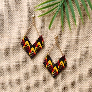 Wèss earrings, Wax red scales, African earrings, African jewellery, Women's jewellery, Wax earrings, Wax fabric