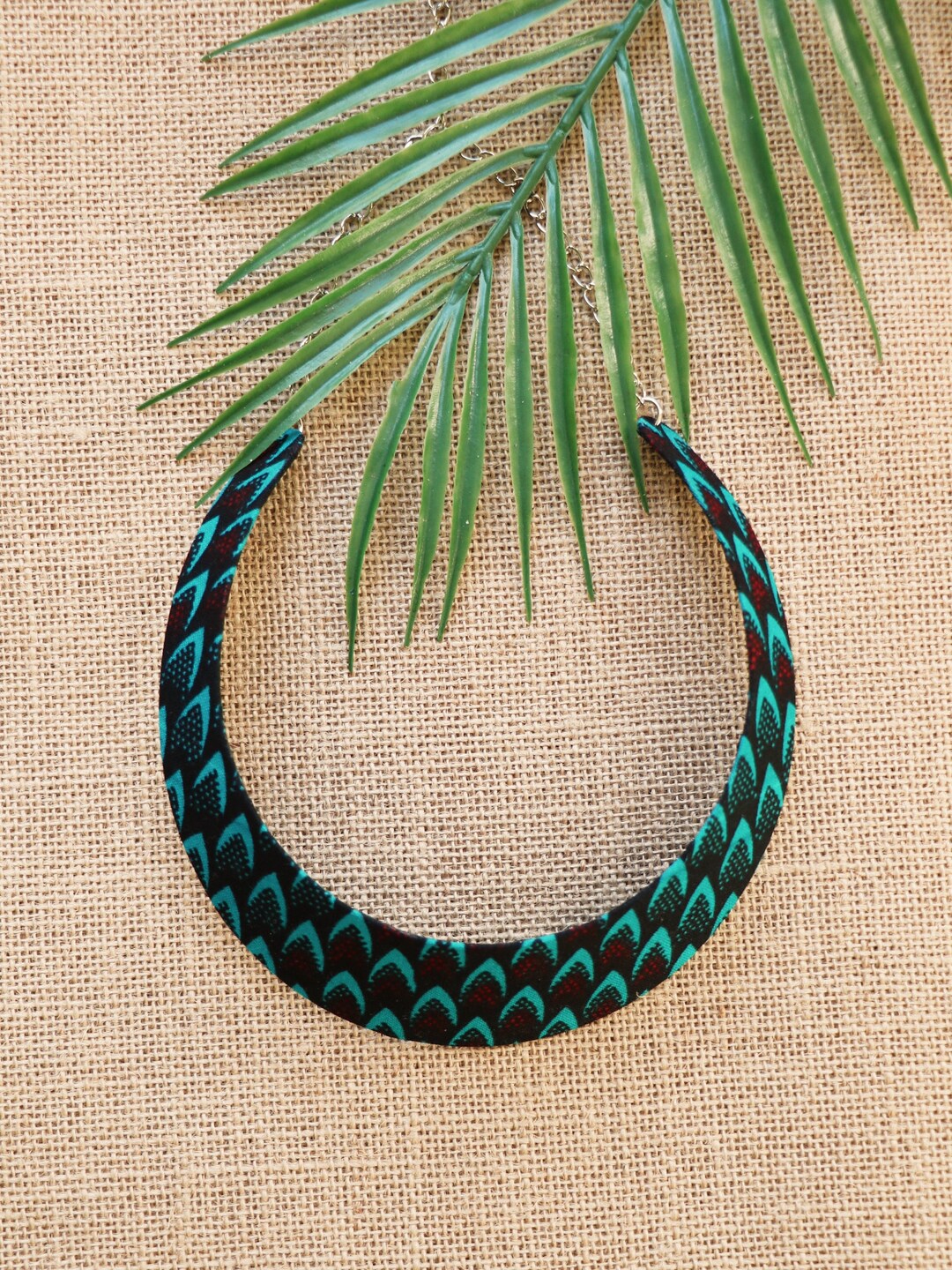 Bantu Necklace, Wax Turquoise Scales, African Necklace, Wax