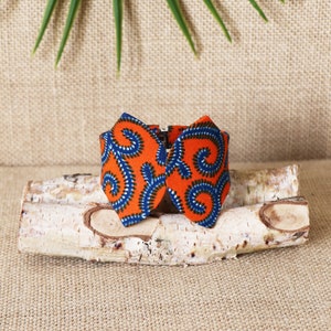 Butterfly cuff, Wax recommended orange, African bracelet, Wax bracelet, Orange bracelet, African jewel, Women's jewel, African fabric