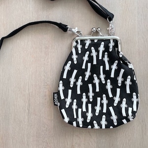 Moomin Crossbody Purse with Hattifatteners, Small Shoulder Bag, Black and white Crossbody bag, Finland