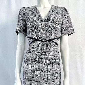 Karen Millen Black White Cocktail Dress, Elegant Evening Pencil Dress, UK 14 US 10 EU 42