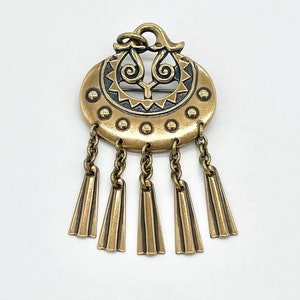 Vintage Kalevala Bronze Brooch: Finnish Moon Goddess Pendant