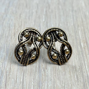 Kalevala Jewelry Earrings, Bronze Stud Earrings, Finnish Vintage Jewelry Gift for Women