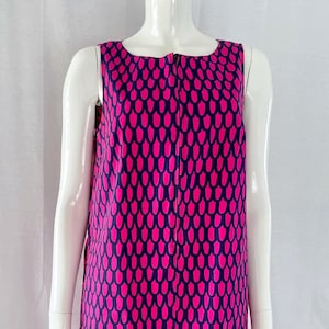 Marimekko Sleeveless Pink Mod Dress by Mika Piirainen, Vintage Finnish Cotton Tunic, Bold Pattern Zip Front Dress, Size 36 S