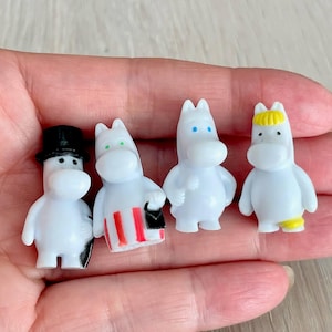 Mini Moomin Family Figurines Set,  Moomintroll, Snorkmaiden, Moominmamma, Moominpappa mini figures, Collectibles form Finland