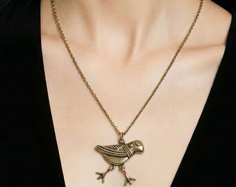 Bronze Bird Pendant Necklace - Finnish Kalevala Jewelry
