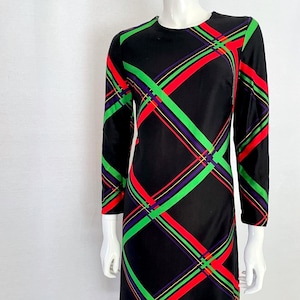 Vintage 70s Mod Dress by Pola, Long Sleeve Retro Party Dress, Size 40
