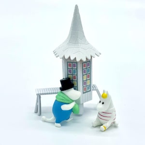 Moomin Figurines, Moominpappa and Snorkmaiden figures by Swimming Room, Kawaii Moomin Collectibles