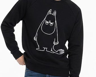 Moomin Black Sweatshirt: Martinex Unisex Crewneck Pullover, Nordic Streetwear Size S